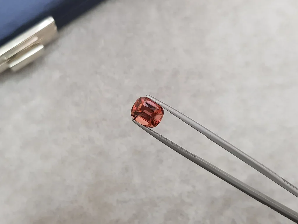 Orange-red cushion cut tourmaline 3.09 carats, Africa Image №3