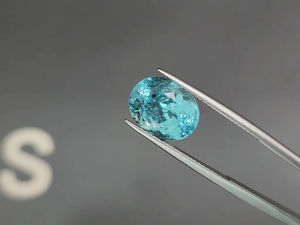 Neon blue Paraiba tourmaline in oval cut 6.57 carats, Mozambique  Image №3