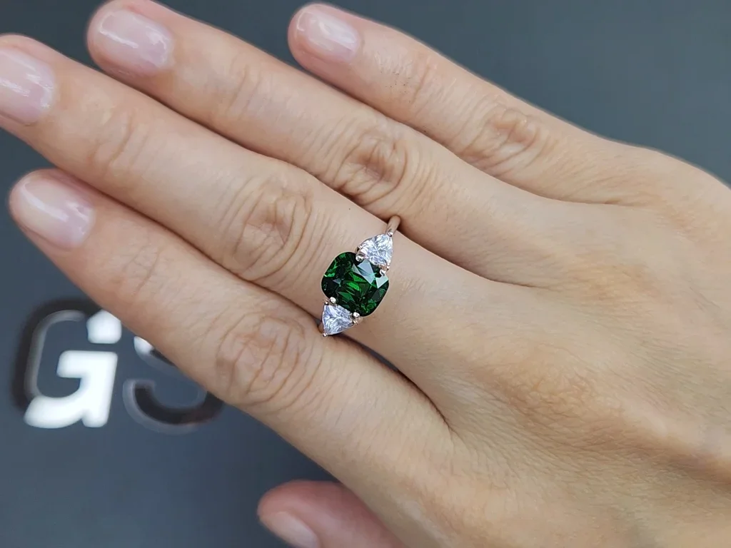 Green tsavorite garnet in cushion cut 2.58 carats, Tanzania  Image №5