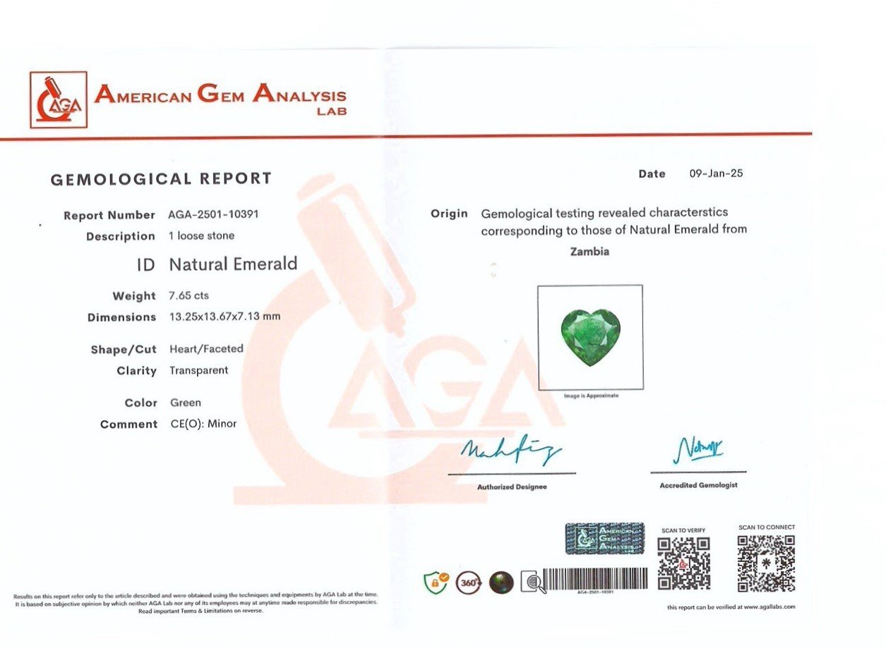 Emerald in heart shape 7.65 carats, Zambia  Image №6