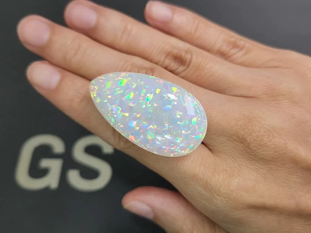 Large white opal pear cut 63.15 carats, Ethiopia Image №2