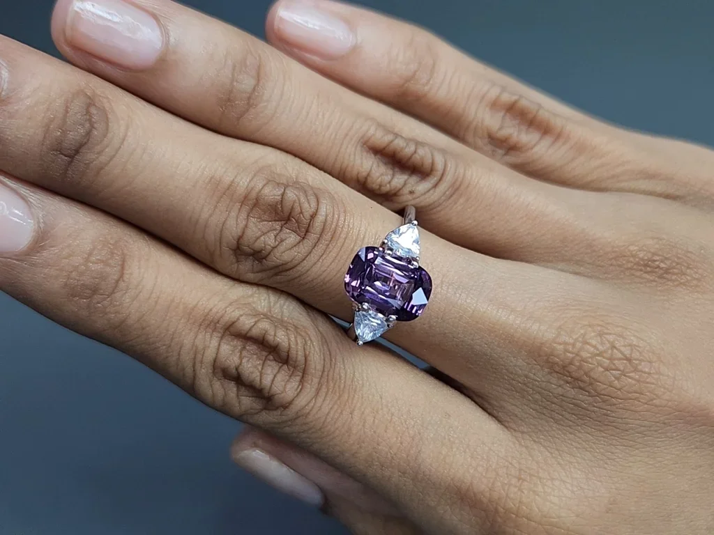Purple spinel cushion cut 3.42 carats, Tanzania Image №5