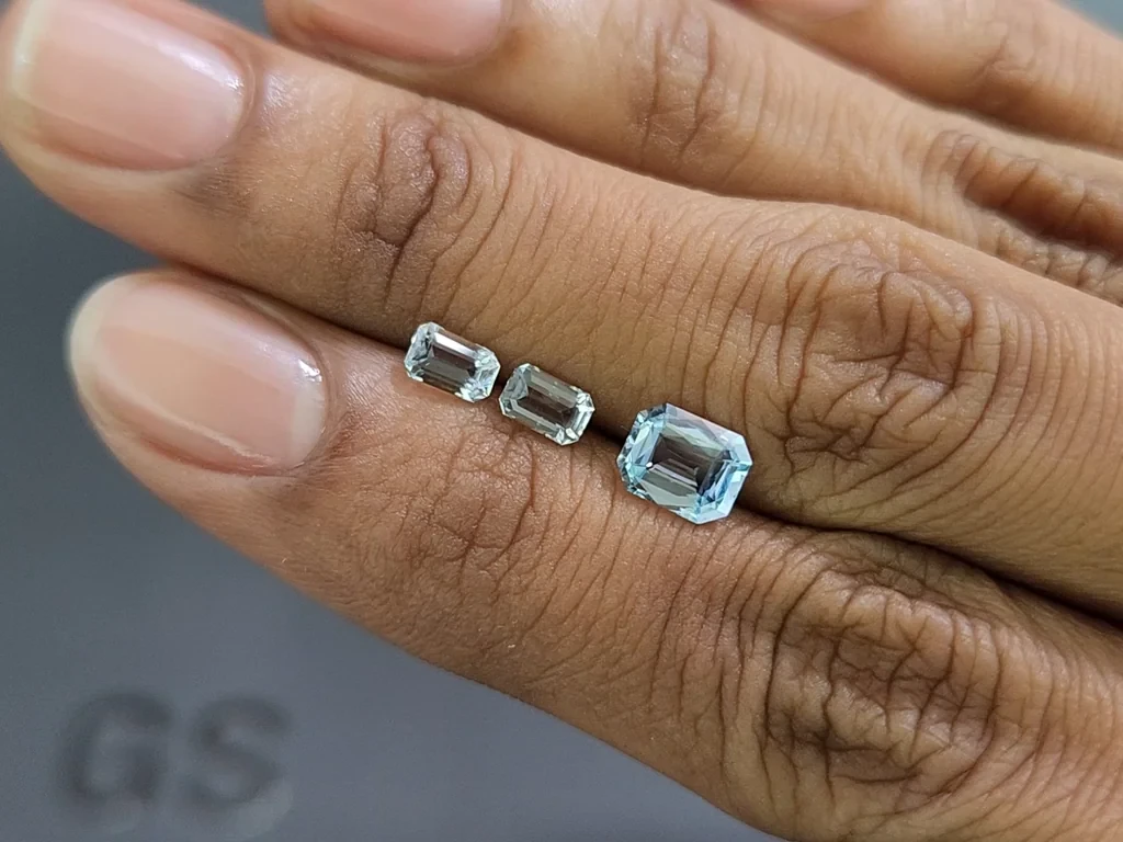 Set of aquamarines octagon cut 1.46 carats, Madagascar Image №1
