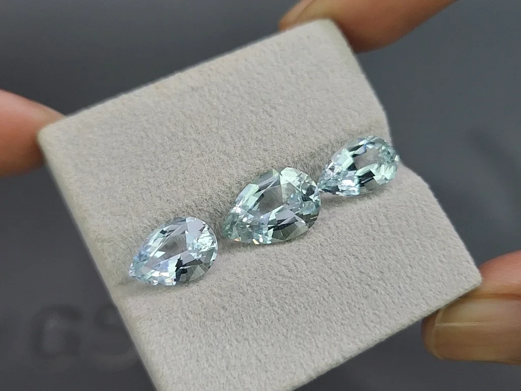 Set of aquamarines pear cut 7.33 carats, Madagascar Image №5