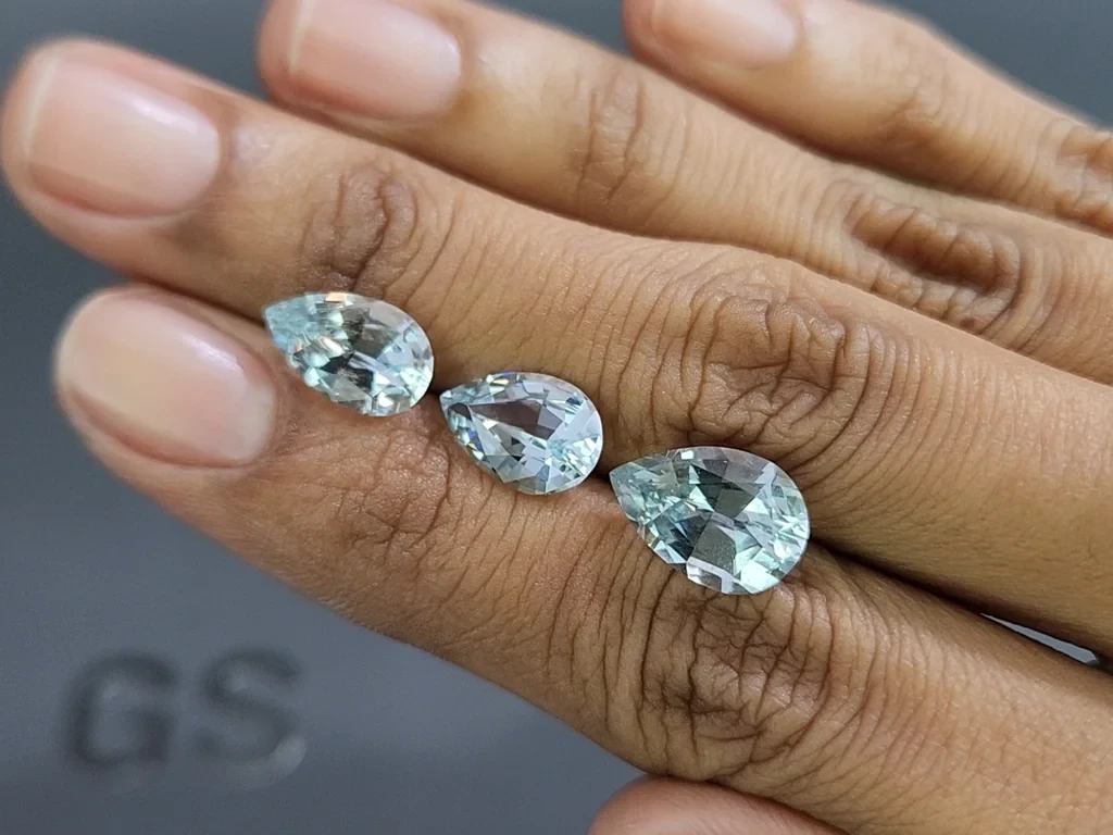 Set of aquamarines pear cut 7.33 carats, Madagascar Image №2