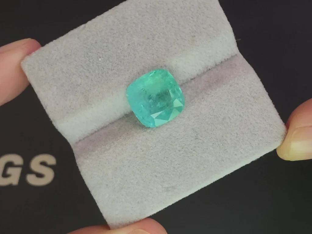 Neon Paraíba tourmaline cushion cut 4.70 carats, Mozambique Image №4