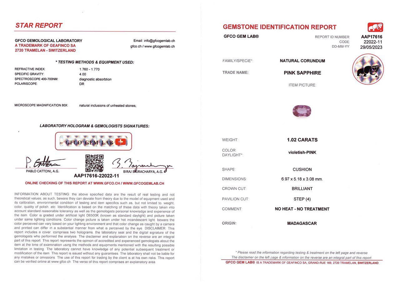 Unheated cushion cut violet sapphire 1.02 ct, Madagascar, Image №4