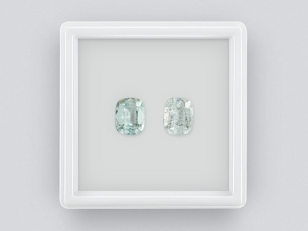 Pair of light blue cushion cut tourmalines 2.65 ct Image №1