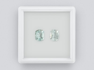 Pair of light blue cushion cut tourmalines 2.65 ct photo