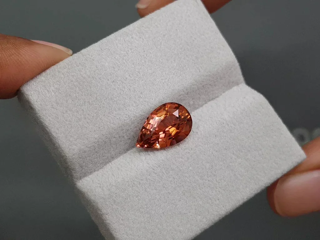 Intense red-orange tourmaline in pear-cut 3.63 carats, Africa Image №4