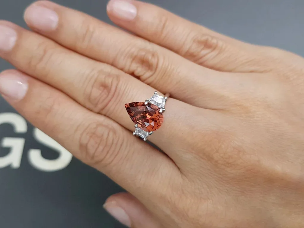 Intense red-orange tourmaline in pear-cut 3.63 carats, Africa Image №5