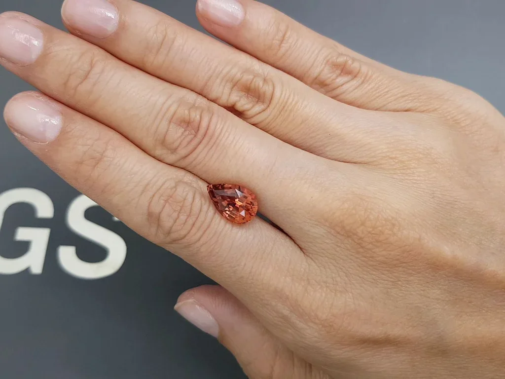 Intense red-orange tourmaline in pear-cut 3.63 carats, Africa Image №2