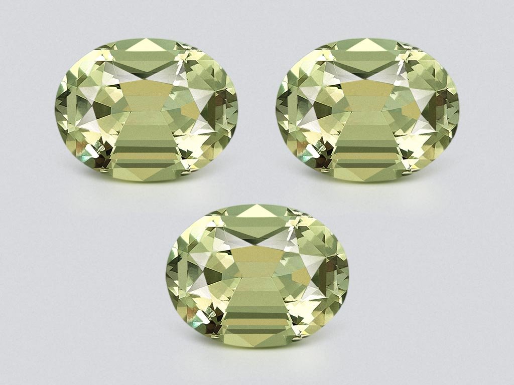 Green prasiolite (green quartz) set in high precision oval cut 24.62 carats, Africa Image №1
