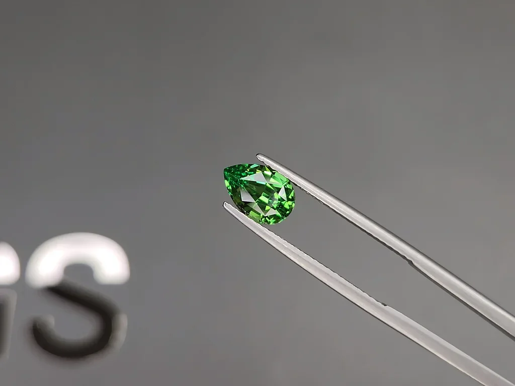 Neon Green tsavorite garnet in pear cut 1.51 carats, Tanzania Image №3