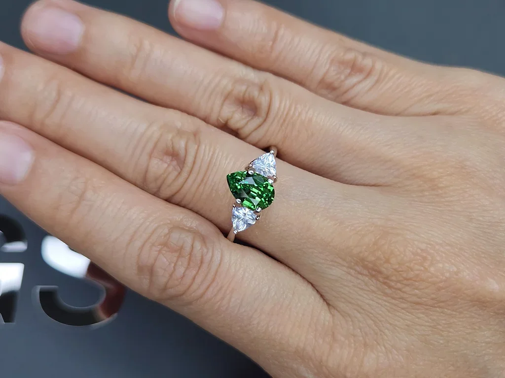 Neon Green tsavorite garnet in pear cut 1.51 carats, Tanzania Image №5