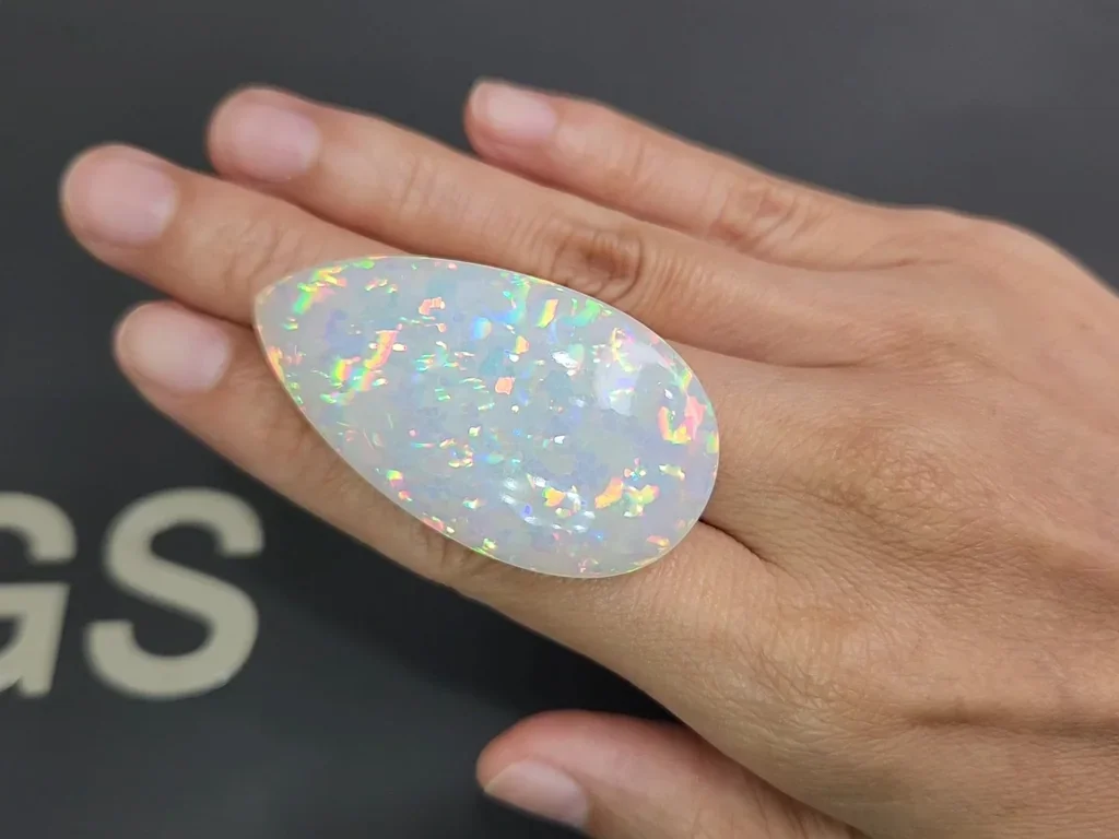 Large white opal pear cut 79.30 carats, Ethiopia Image №2