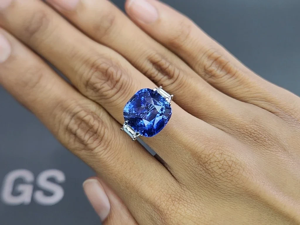 Large unheated blue sapphire cushion cut 15.40 carats, Sri Lanka Image №5