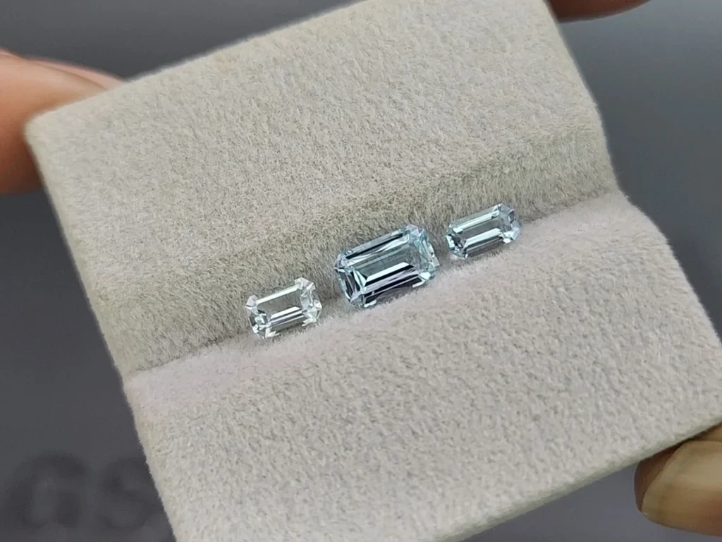 Set of aquamarines octagon cut 1.40 carats, Madagascar Image №4