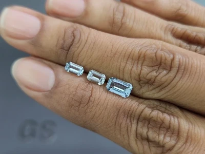 Set of aquamarines octagon cut 1.40 carats, Madagascar photo