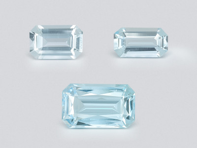 Set of aquamarines octagon cut 1.40 carats, Madagascar photo