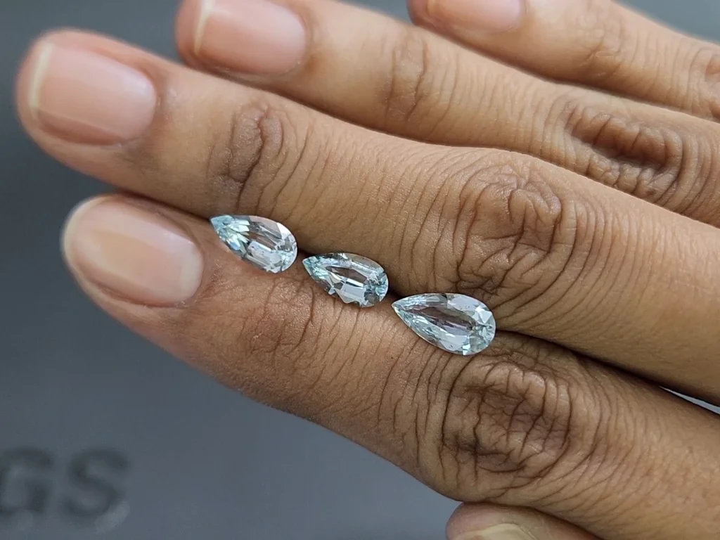 Set of aquamarines in pear cut 2.63 carats, Madagascar Image №2