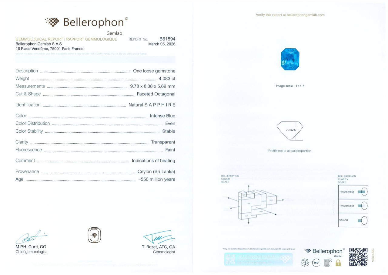 Blue sapphire radiant cut 4.08 carats, Sri Lanka Image №6