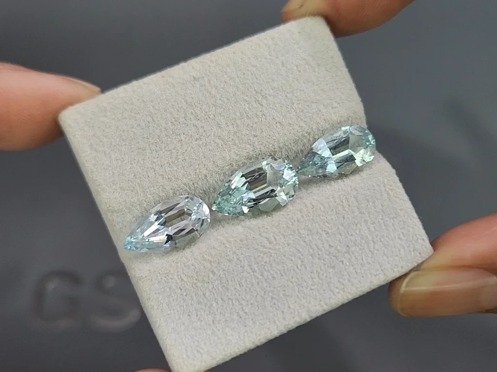 Set of aquamarines pear cut 7.18 carats, Madagascar Image №5