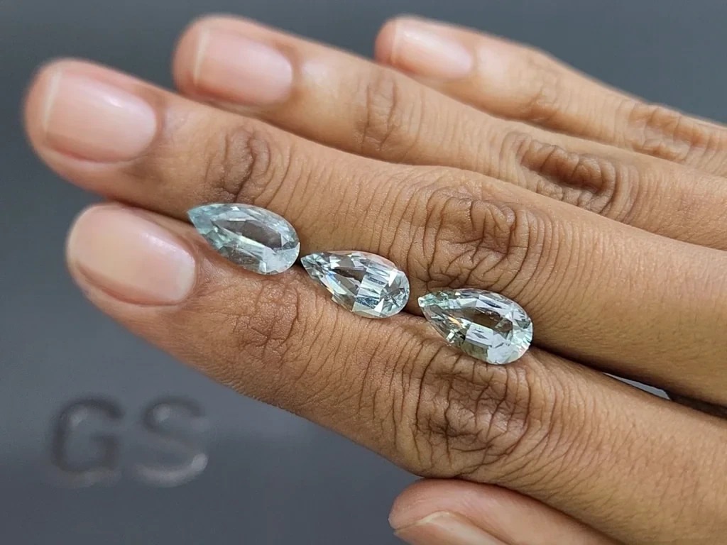 Set of aquamarines pear cut 7.18 carats, Madagascar Image №2