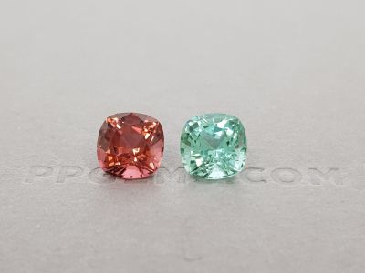 Beautiful contrasting pair of 6.23 ct tourmalines photo