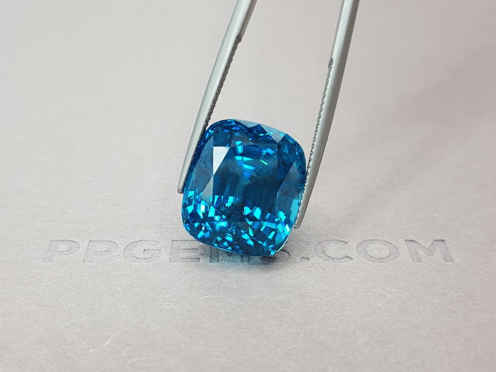 Large blue zircon in cushion cut 33.57 ct, Cambodia Image №5