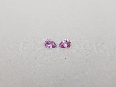 Pair of unheated pear cut purple sapphires 1.12 ct photo