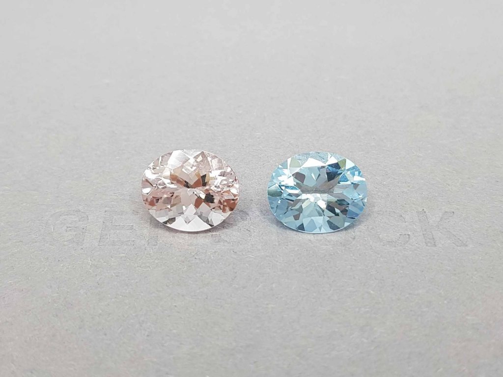 Pair of mogranite and oval cut aquamarine 8.24 ct Image №1