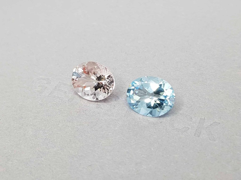 Pair of mogranite and oval cut aquamarine 8.24 ct Image №3