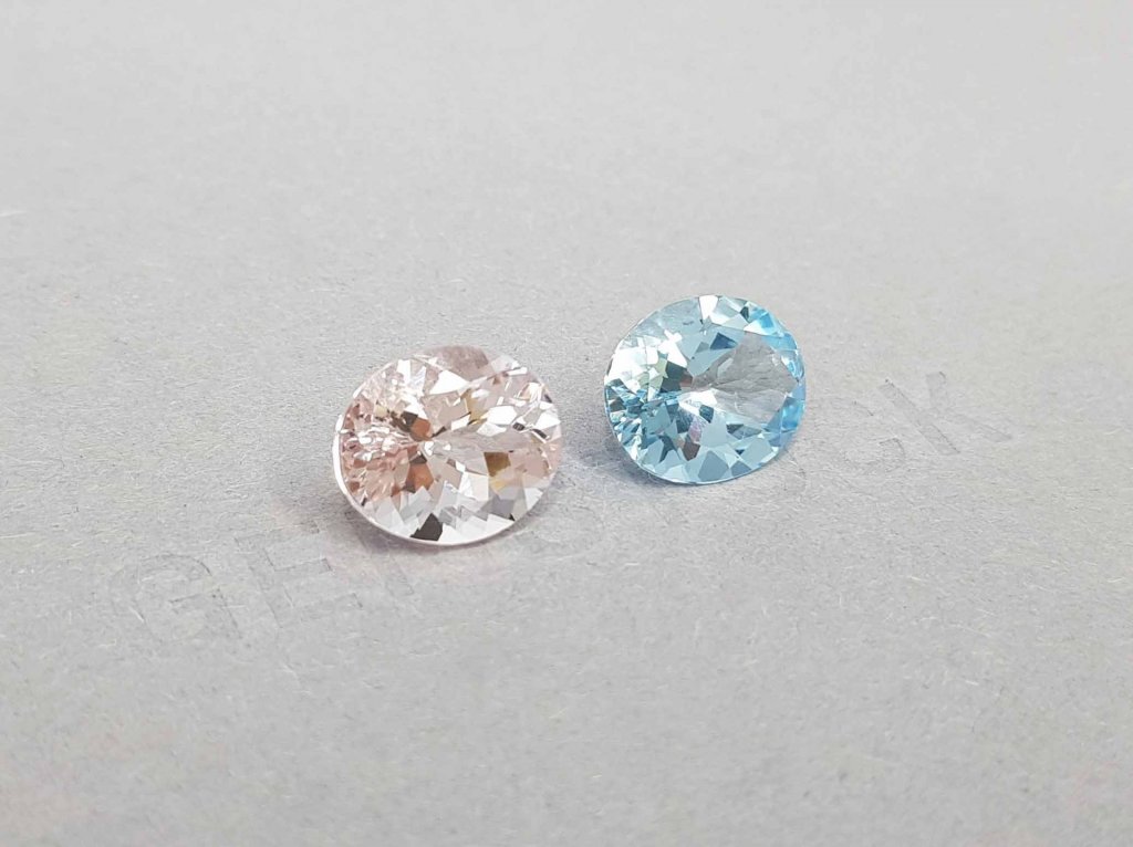 Pair of mogranite and oval cut aquamarine 8.24 ct Image №2