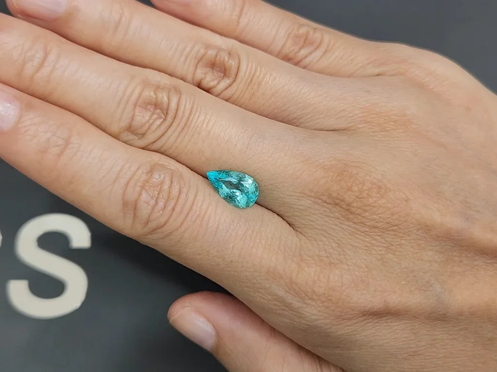 Neon blue Paraiba tourmaline in pear cut 1.83 carats, Mozambique  Image №2