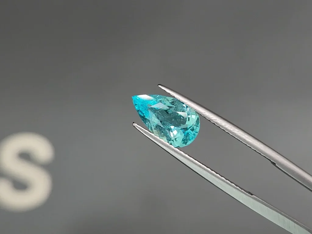 Neon blue Paraiba tourmaline in pear cut 1.83 carats, Mozambique  Image №3