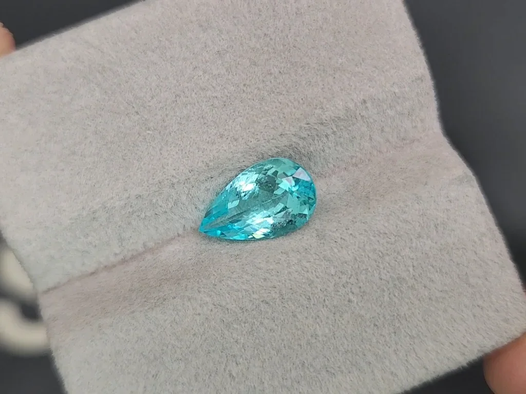 Neon blue Paraiba tourmaline in pear cut 1.83 carats, Mozambique  Image №4