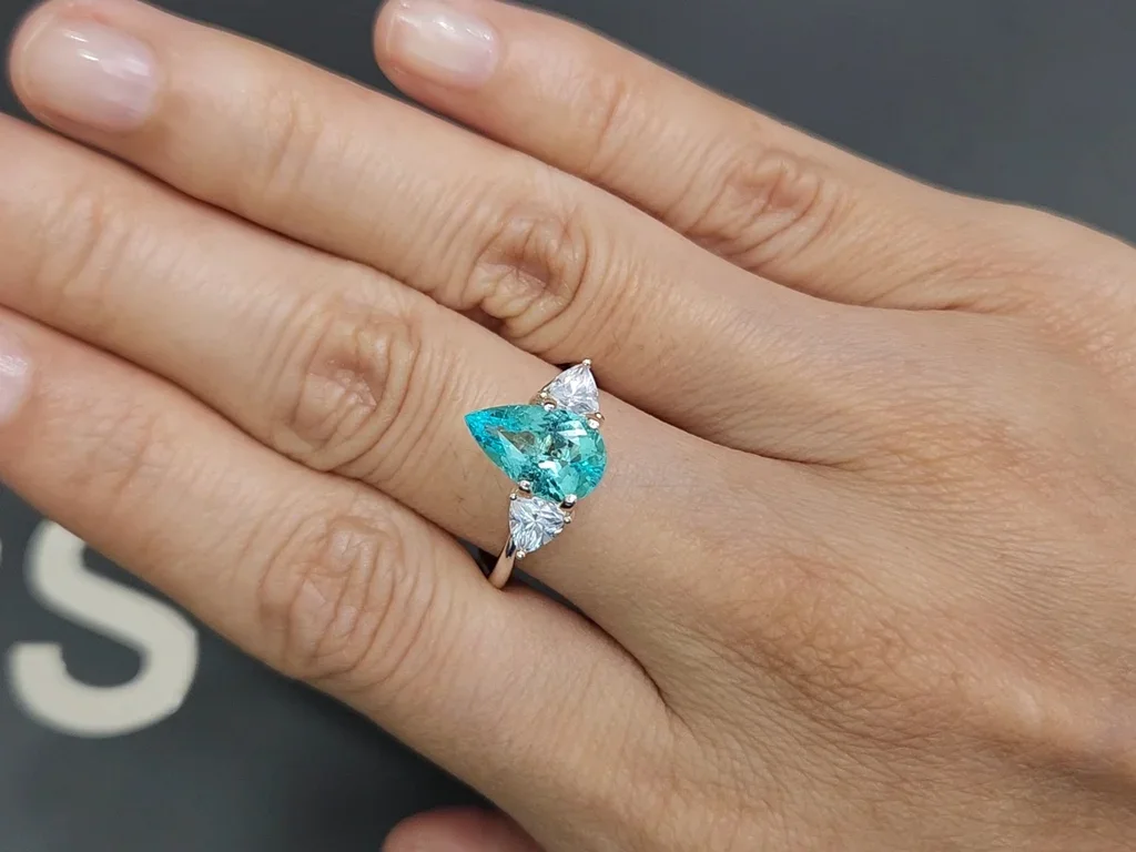 Neon blue Paraiba tourmaline in pear cut 1.83 carats, Mozambique  Image №5