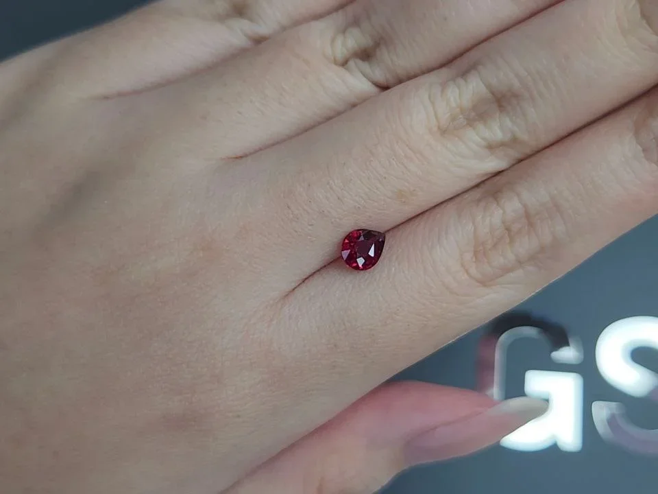 Unheated Vivid red ruby in pear cut 0.84 carats, Mozambique  Image №2