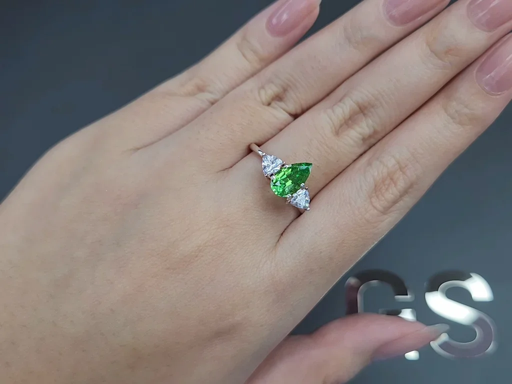Neon Green tsavorite garnet in pear cut 1.51 carats, Tanzania Image №5
