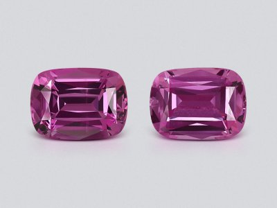 Pair of rhodolite garnets cushion cut 2.79 carats, Tanzania photo