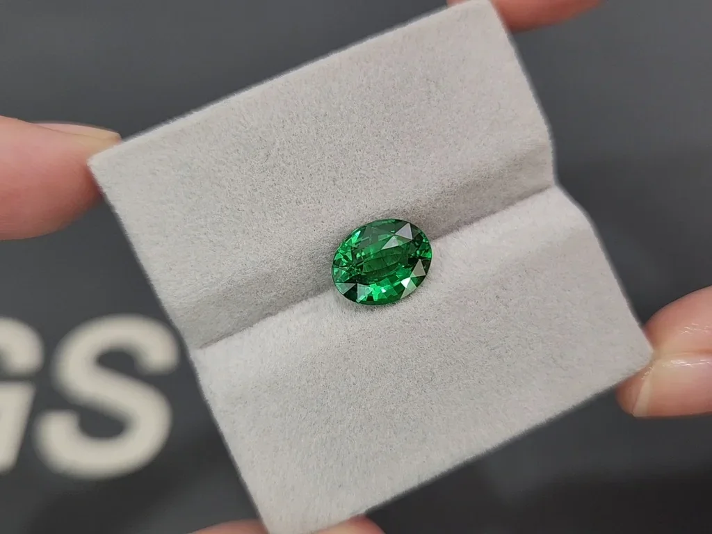 Garnet tsavorite Vivid Green oval cut 3.01 carats, Tanzania Image №4