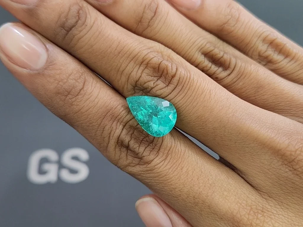 Neon blue Paraiba tourmaline in pear cut 6.76 carats, Mozambique Image №2