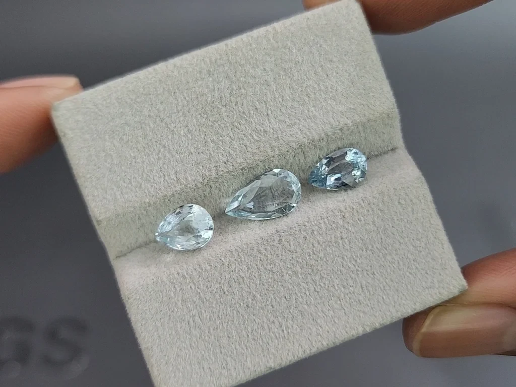 Set of aquamarines in pear cut 2.56 carats, Madagascar Image №5