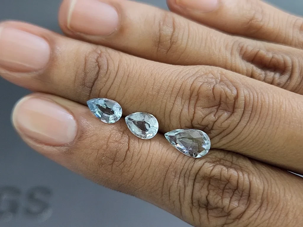 Set of aquamarines in pear cut 2.56 carats, Madagascar Image №2