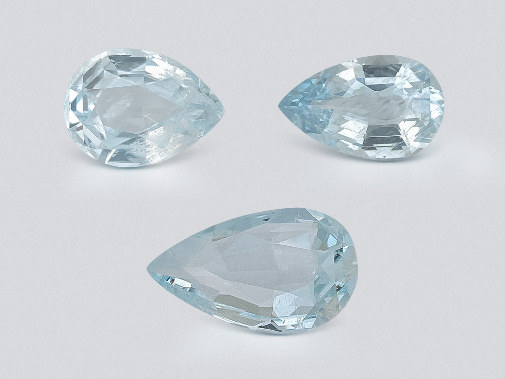 Set of aquamarines in pear cut 2.56 carats, Madagascar Image №1
