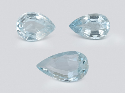 Set of aquamarines in pear cut 2.56 carats, Madagascar photo
