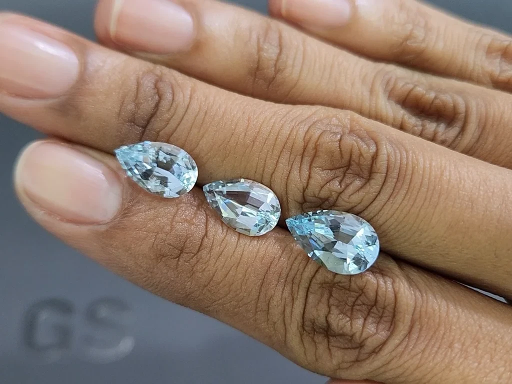 Set of aquamarines pear cut 6,51 carats, Madagascar Image №2