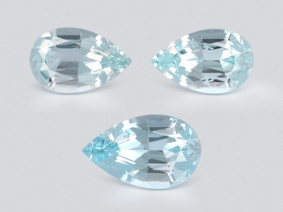 Set of aquamarines pear cut 6,51 carats, Madagascar photo