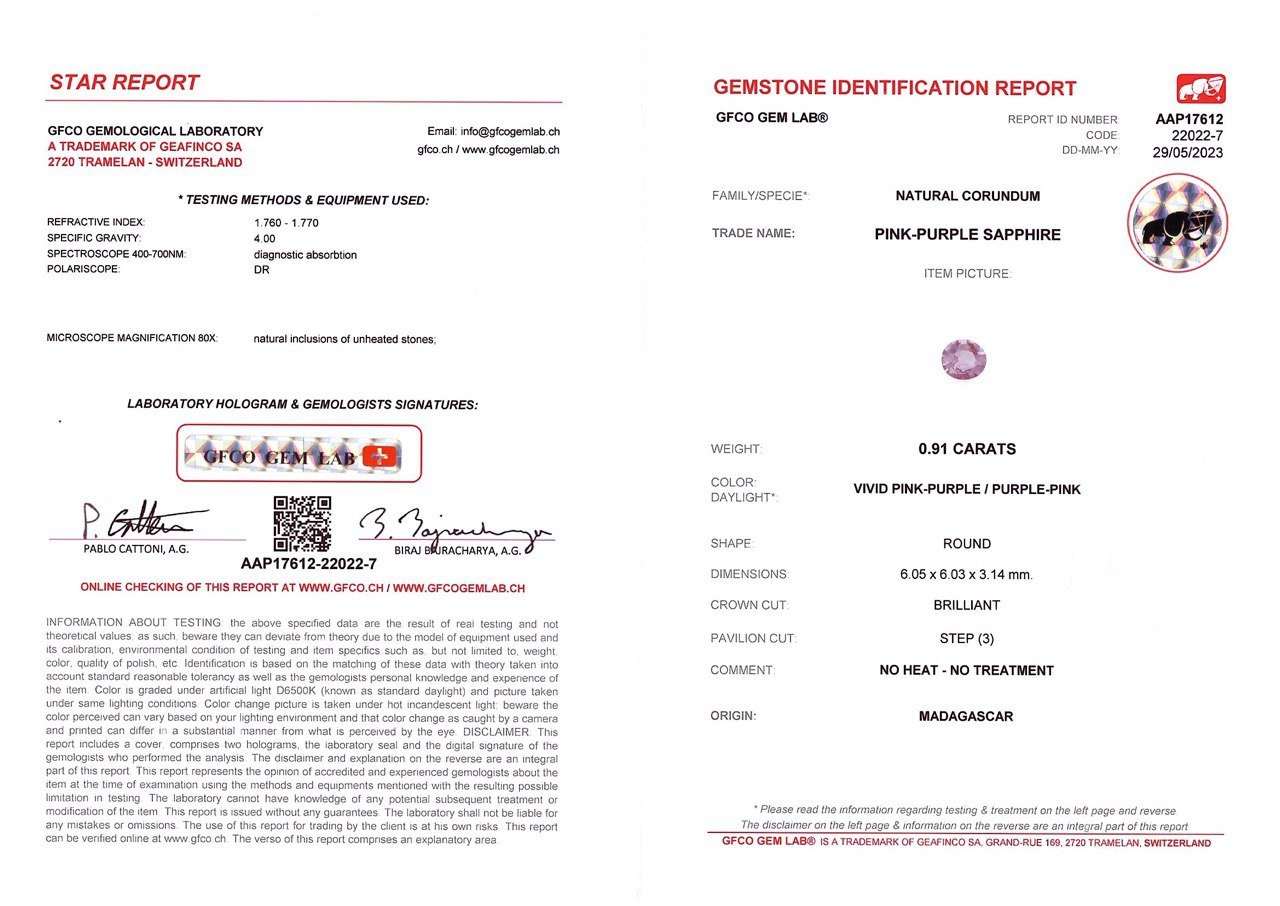 Untreated violet sapphire from Madagascar in round cut 0.91 ct Image №4